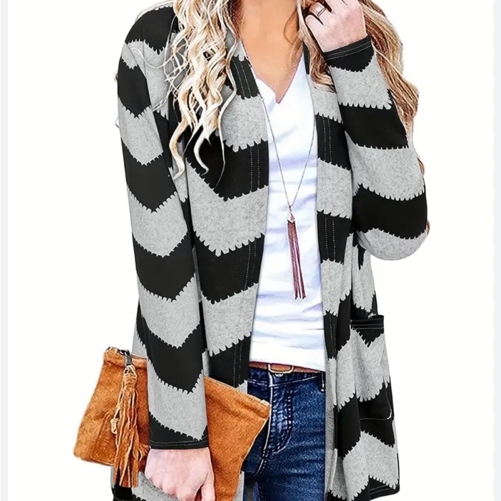 Black and Gray Women's Cardigan